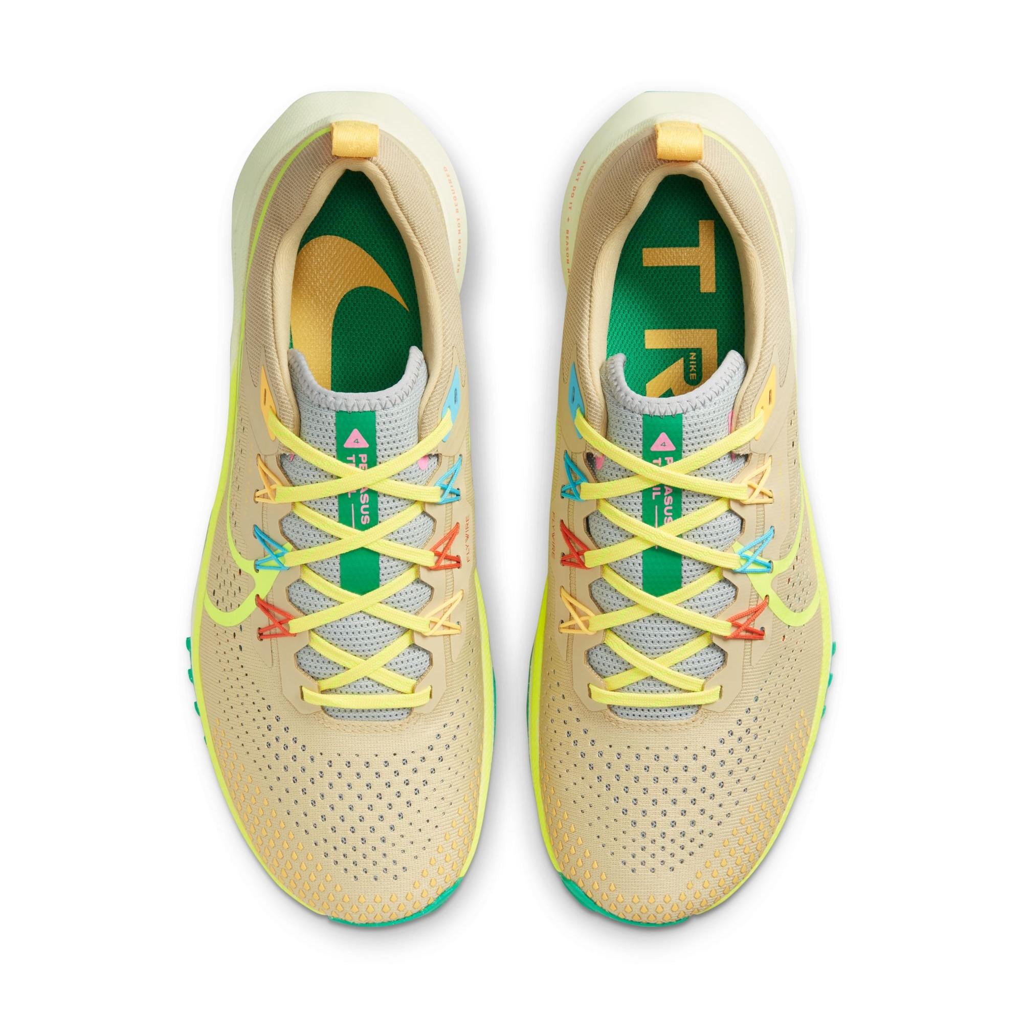 Nike Pegasus Trail 4 "Team Gold/Volt/Baltic Blue/Stadium Green" Men's Trail Running Shoe Launching 3/9 top view