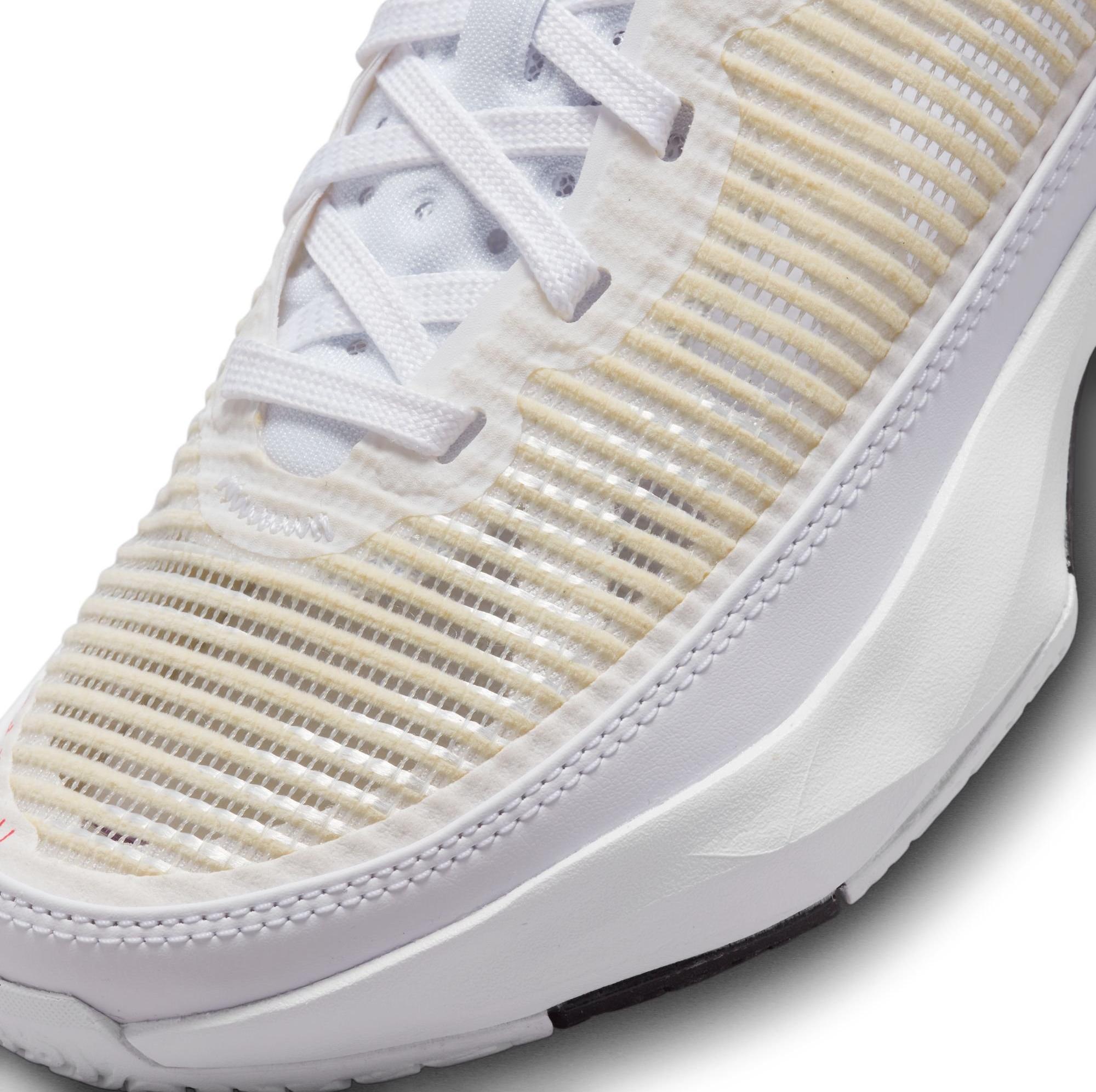 Jordan XXXVII "White/Black/Siren Red" Grade School Kids' Basketball Shoe Launching 1/9 toe