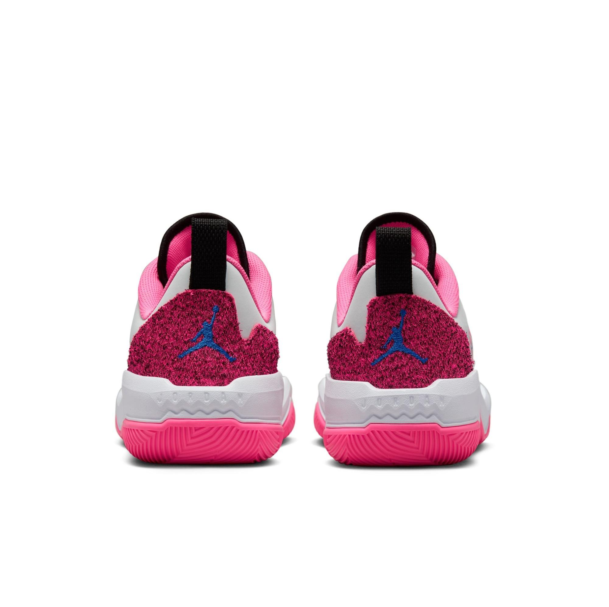 Jordan One Take 4 "White/Game Royal/Pink Blast/Photon Dust" Men's Basketball Shoe Launching 3/1 heel side by side