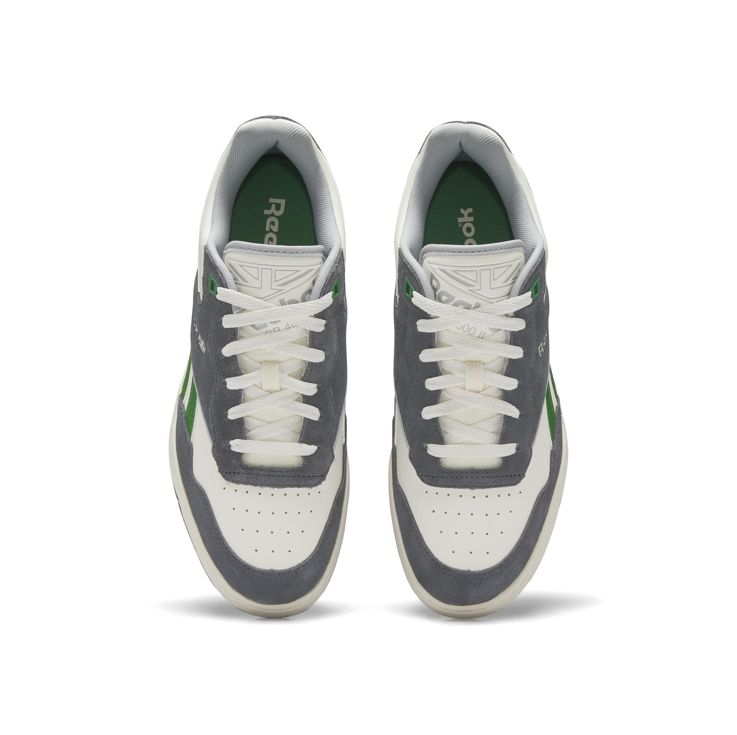 Reebok BB 4000 II "Classic White/Pure Grey/Glen Green" top view