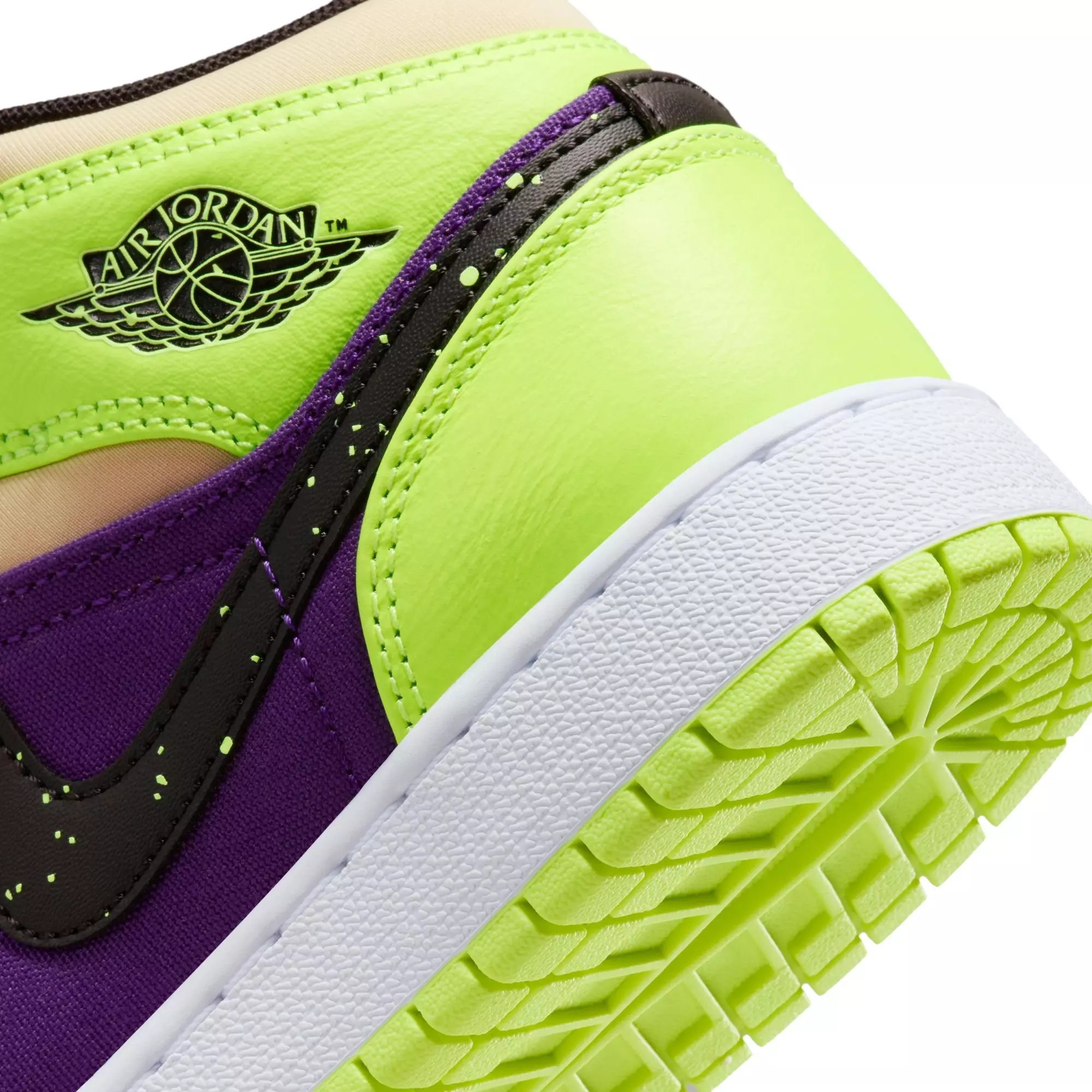 Size 11 - Nike Air Jordan 1 Retro Joker Black Purple Electric Green‎ 136065-021 Air Jordan 1 Mid Retro  main image 3