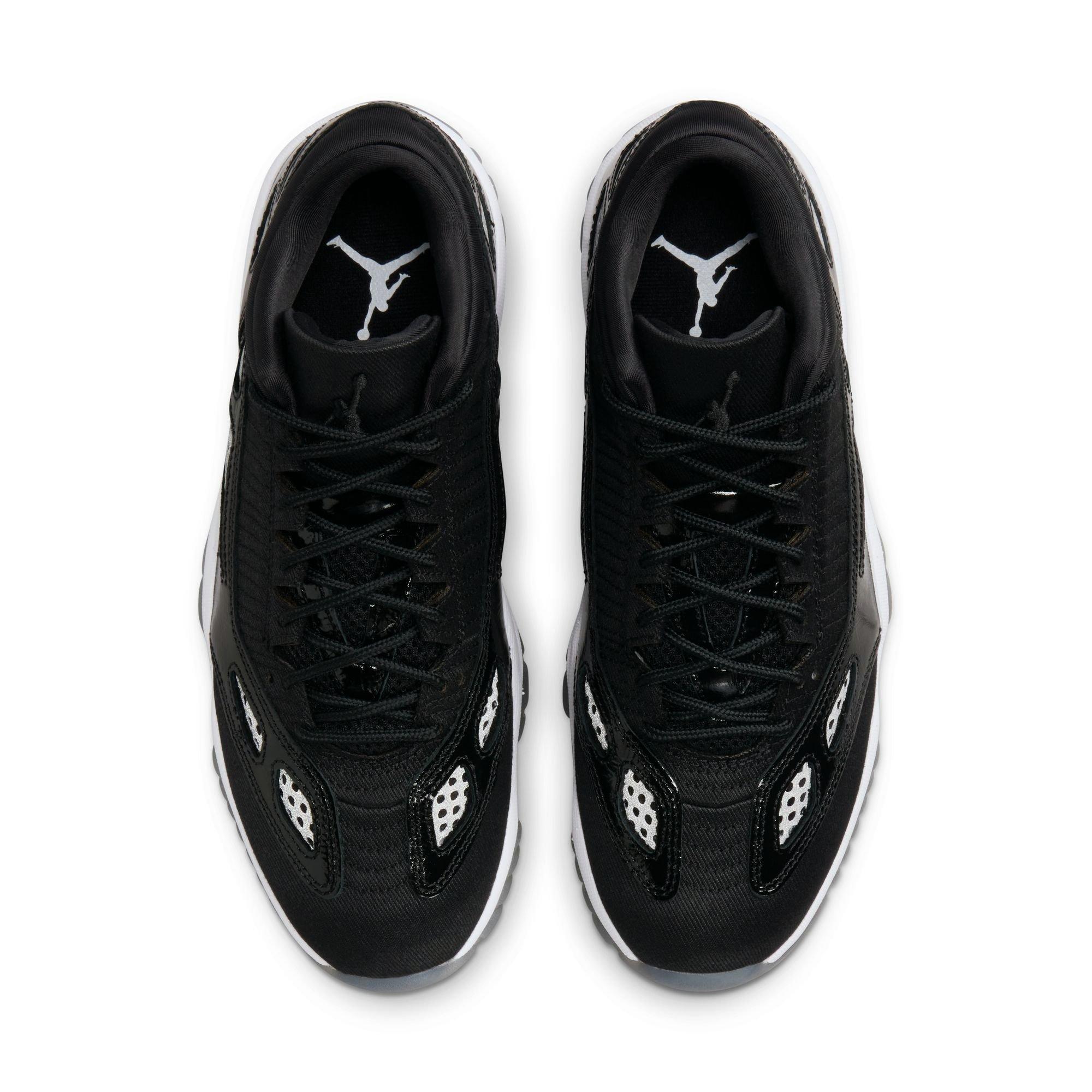   Jordan 11 Retro Low IE "Black/White" - overhead shot of the pair