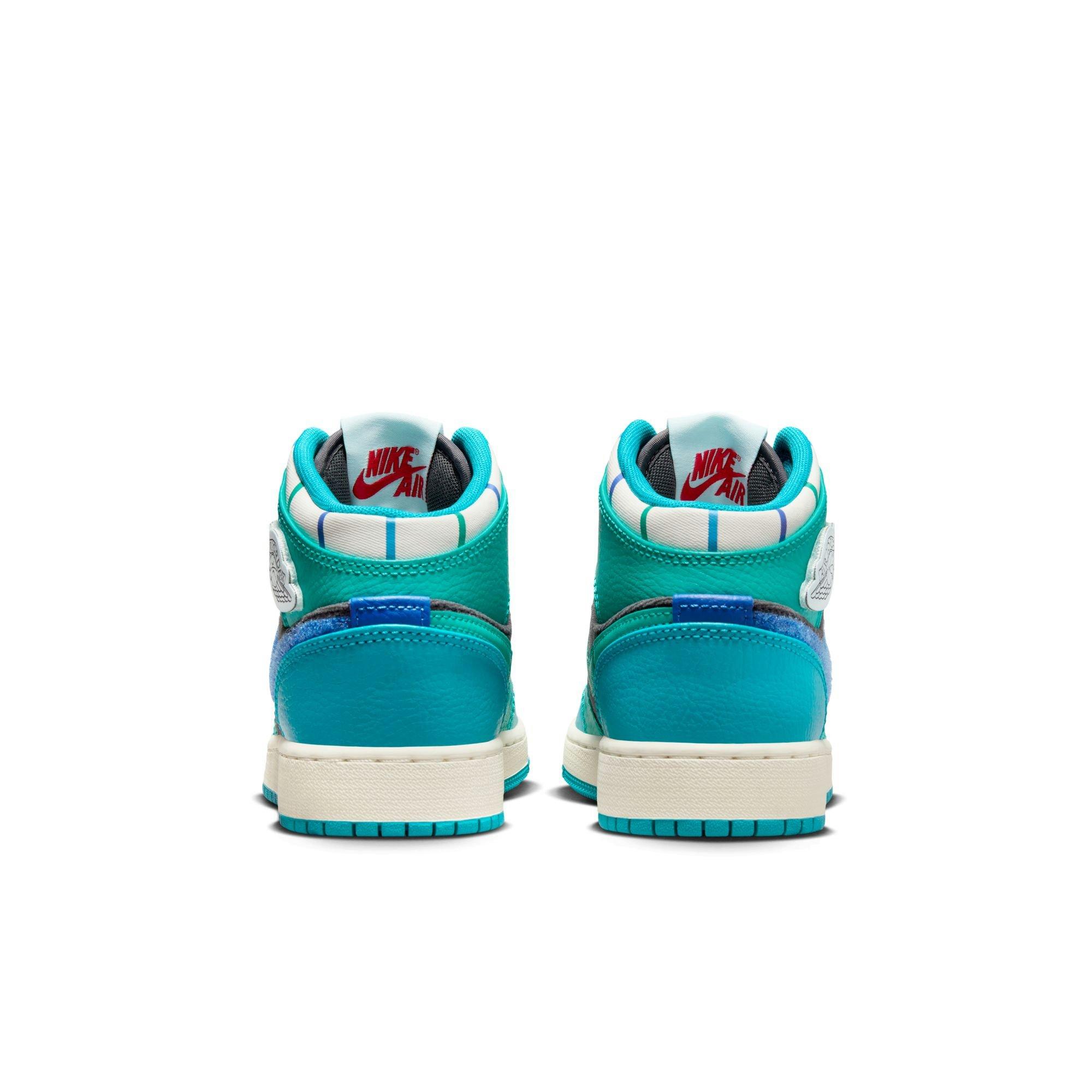 Kids' Air Jordan 1 Mid "Aqua" Heels