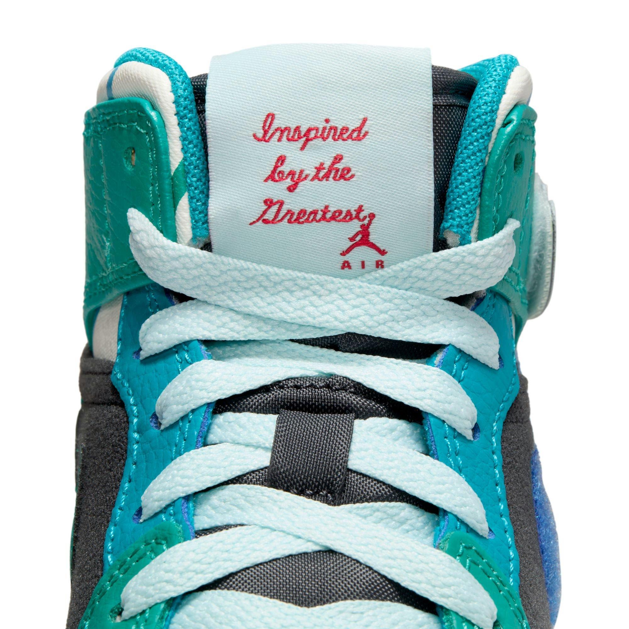 Kids' Air Jordan 1 Mid "Aqua" Laces and Tongue