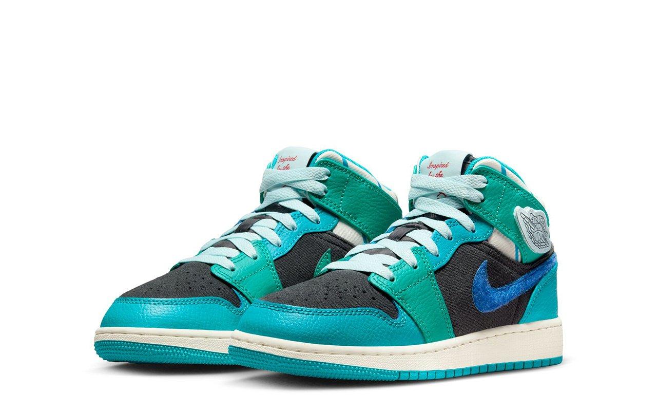 Kids Air Jordan 1 Mid Aqua