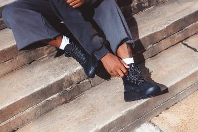 Jordan black boots on man