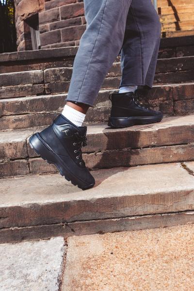 Jordan black boots on man