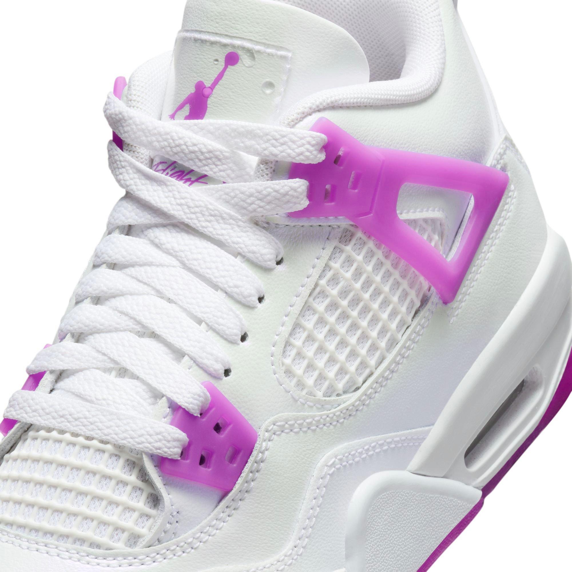 Kids' Air Jordan 4 Retro "Hyper Violet" Laces Tongue and Upper