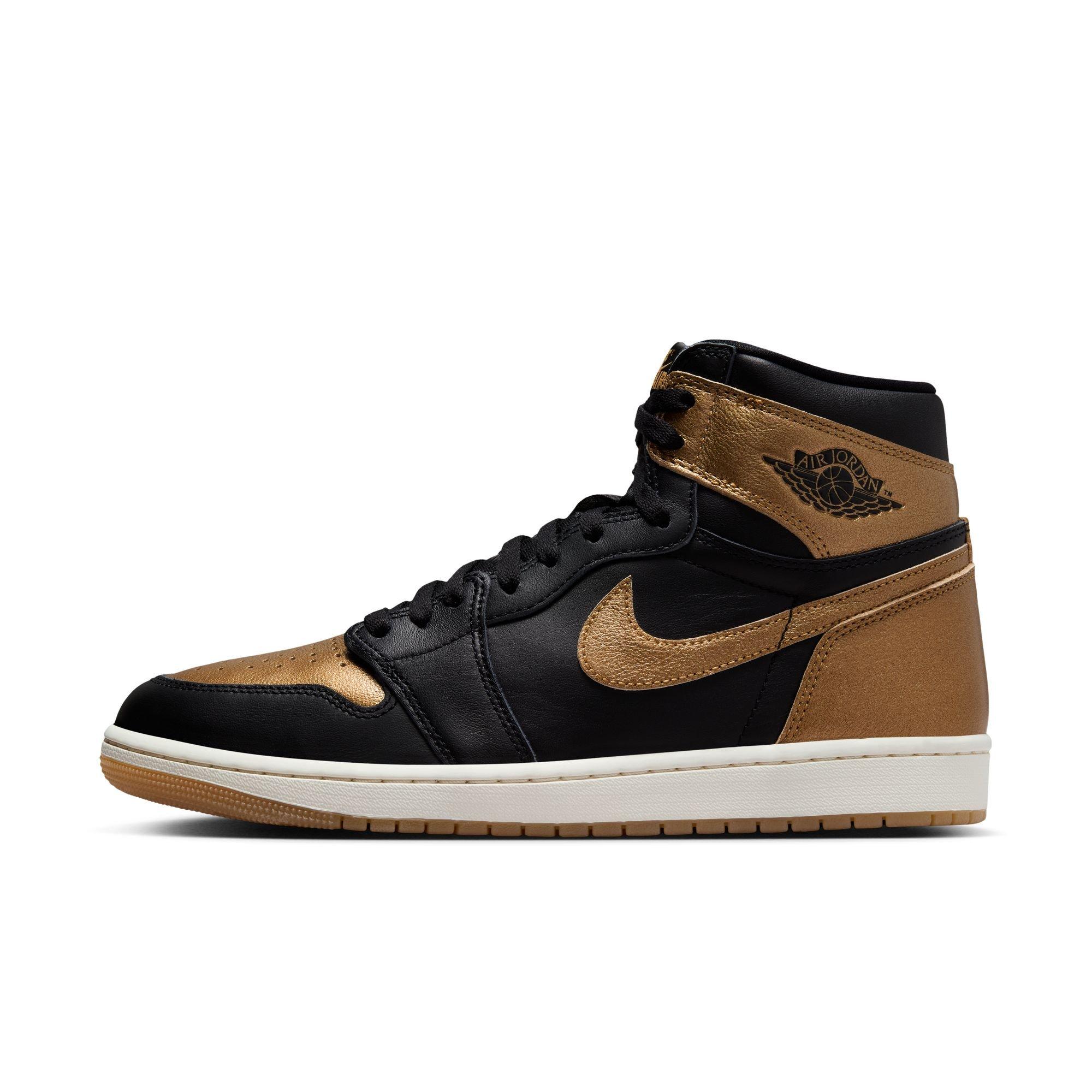 Jordan 1 Retro High OG "Black And Gold" Left Side of Shoe