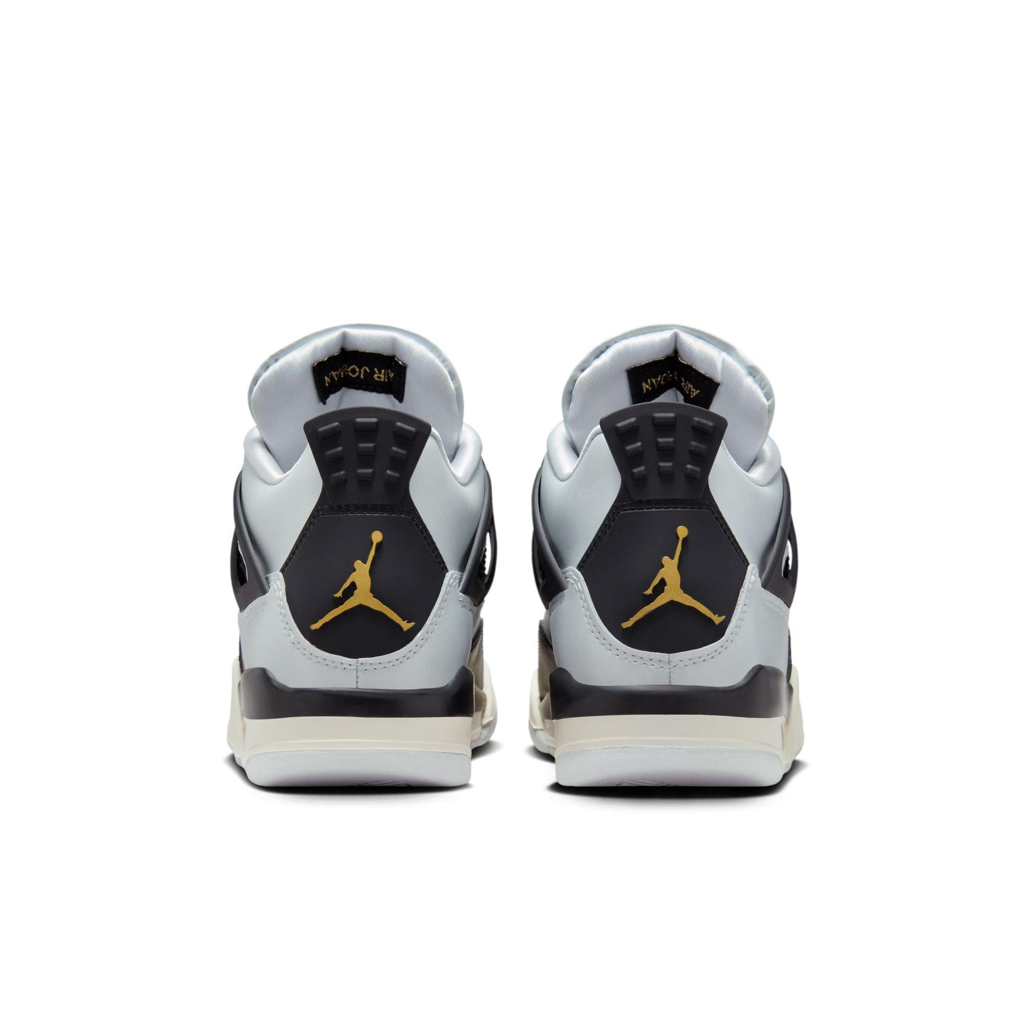 Jordan 4 Retro "Pure Platinum" Grade School Kids' Shoe Back of Shoe