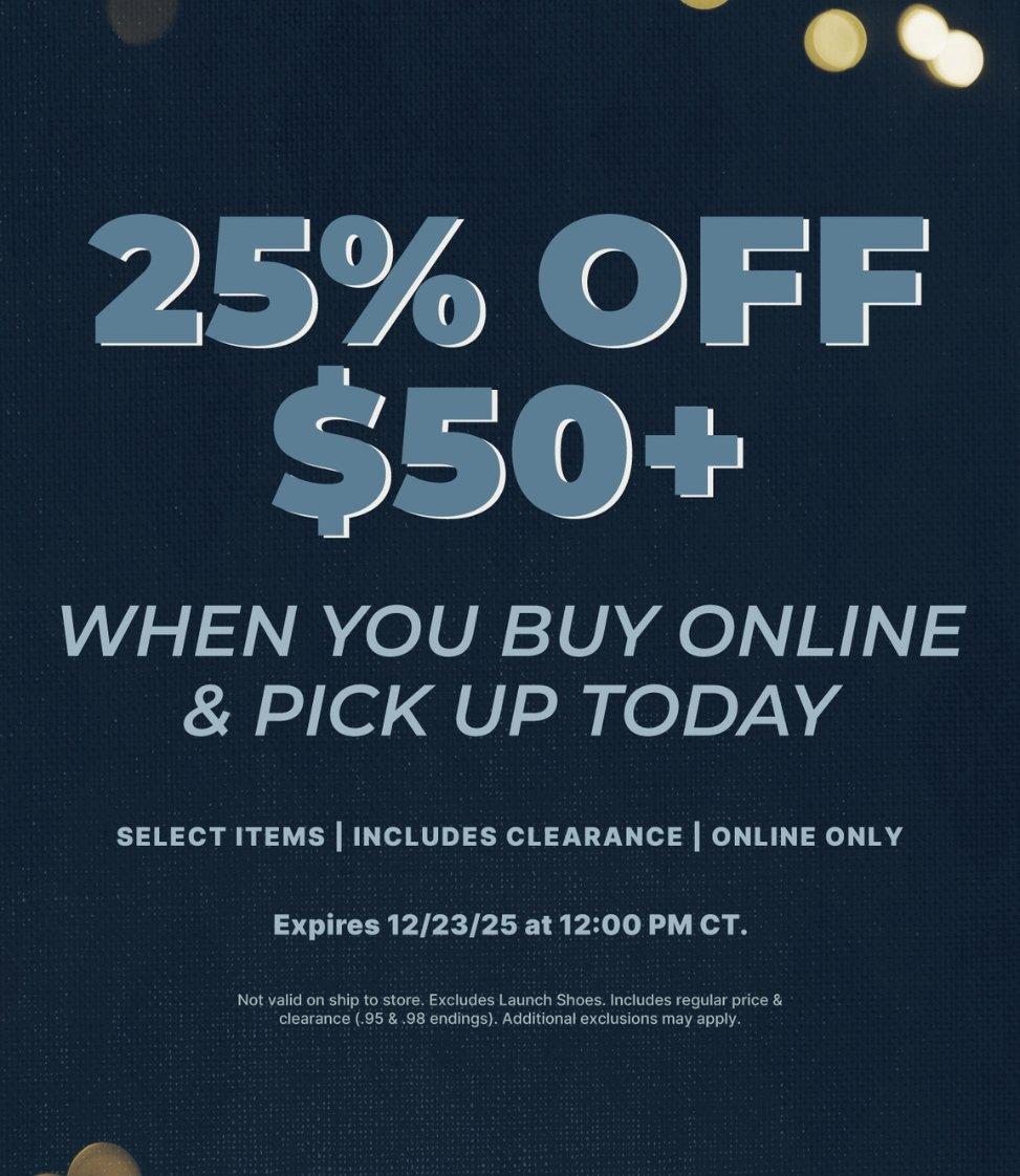 <u>Get 25% Off $50+<u/>