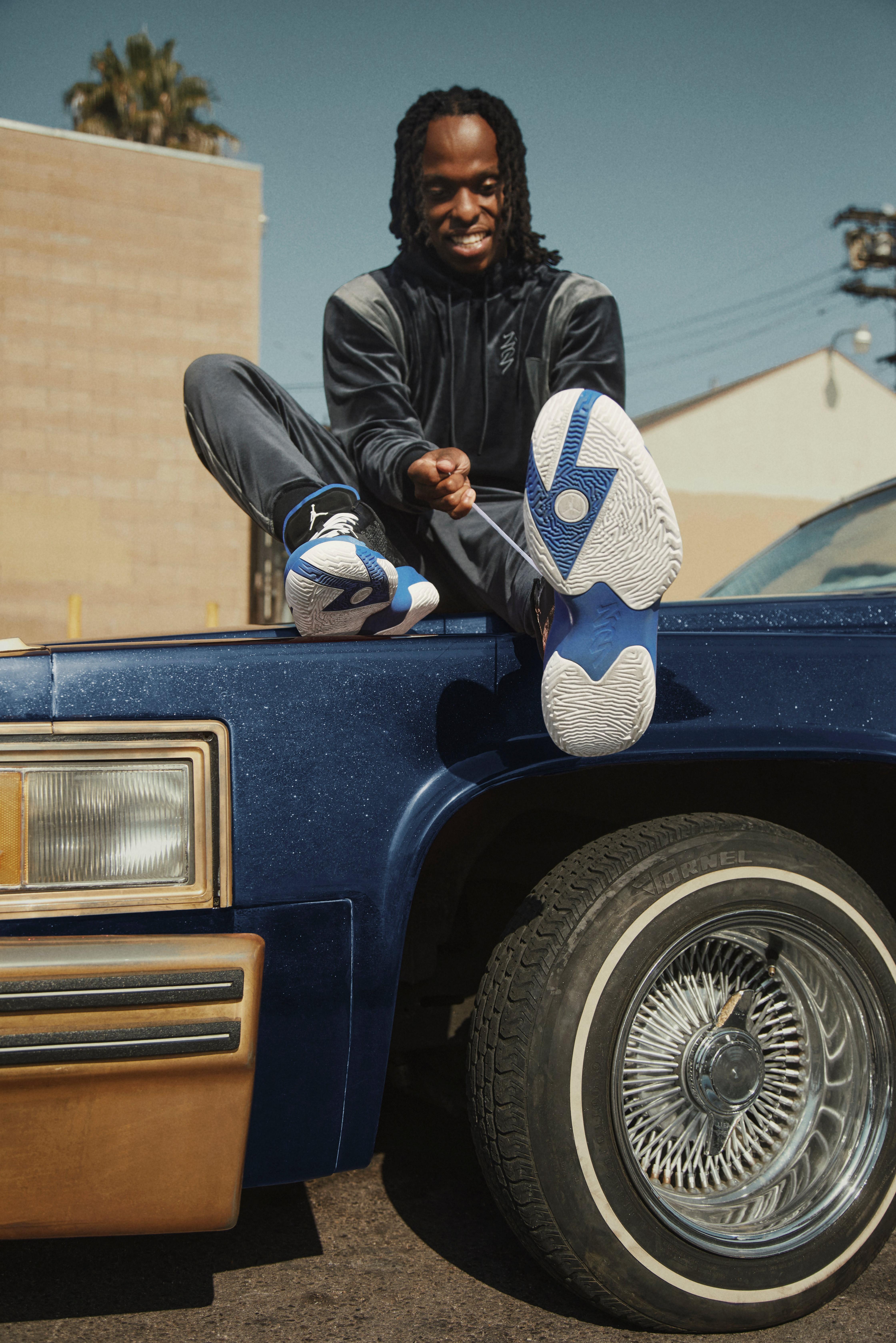 Hyper Royal and White Outsole of the Zion 1 "Duke" colorway, for sale on March 15