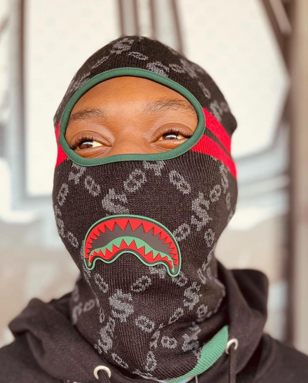 Red, Green, and Black knit balaclava