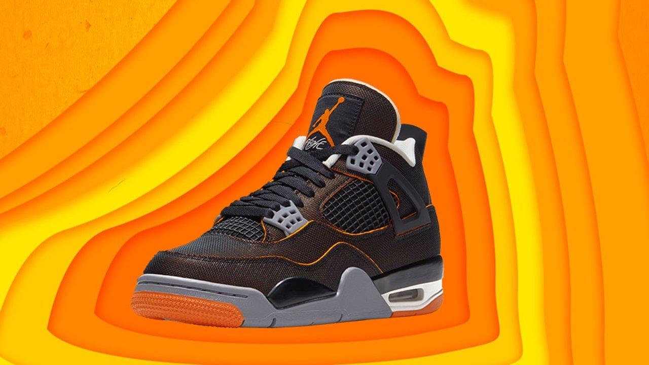 Black and orange jordan 4 online