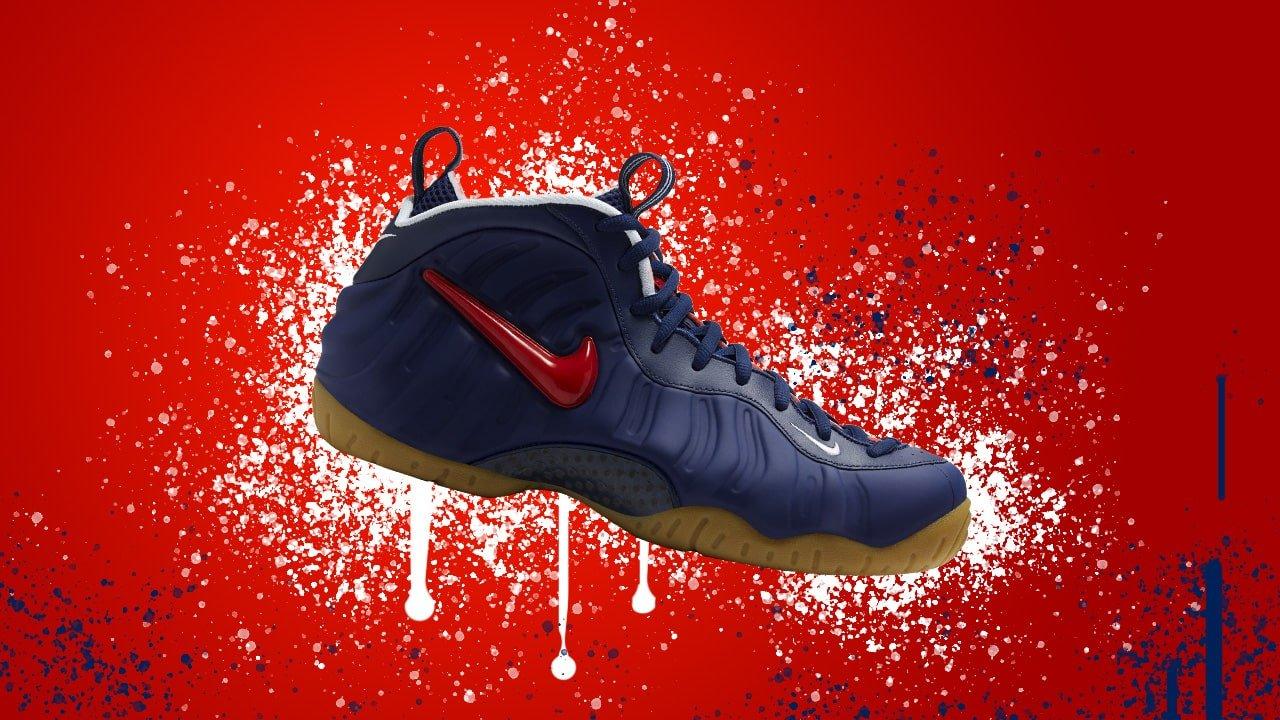 Foamposite red hot sale and blue