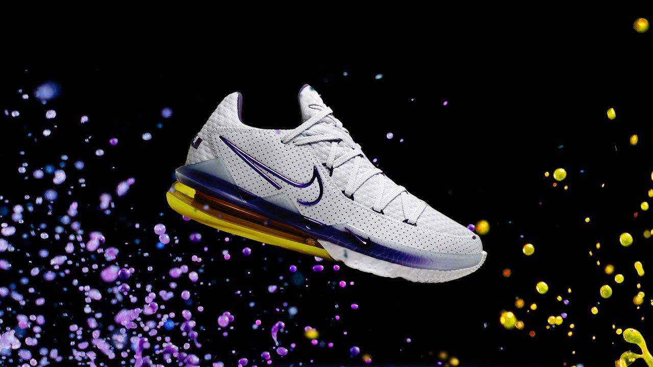 Sneakers Release Nike LeBron 17 Low Lakers Home White Voltage Purple