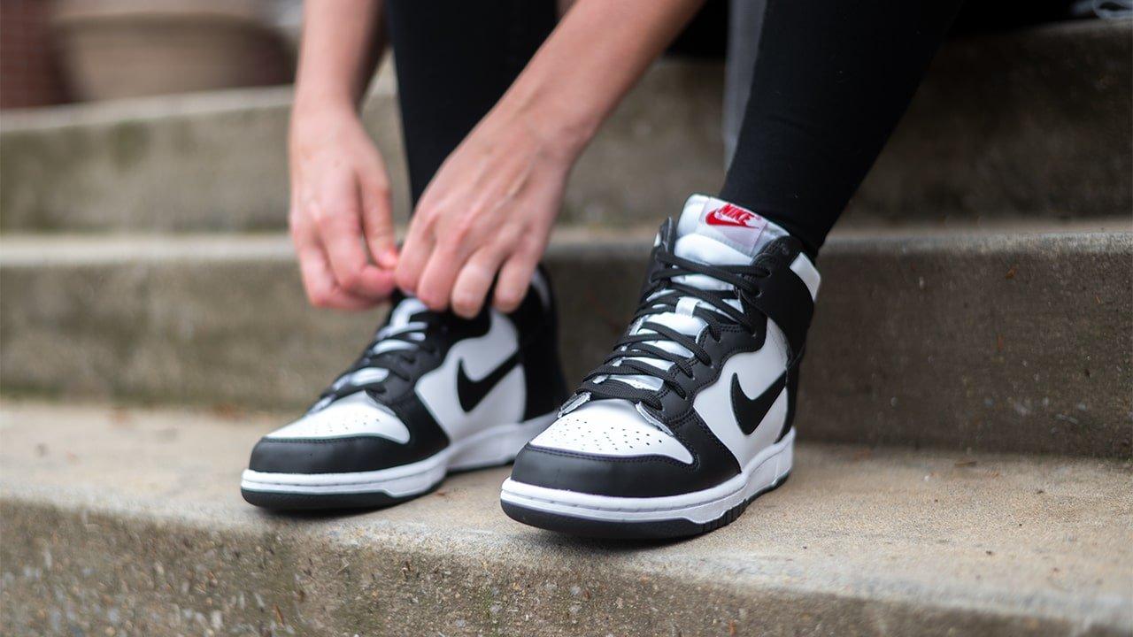 nike dunk high black white womens