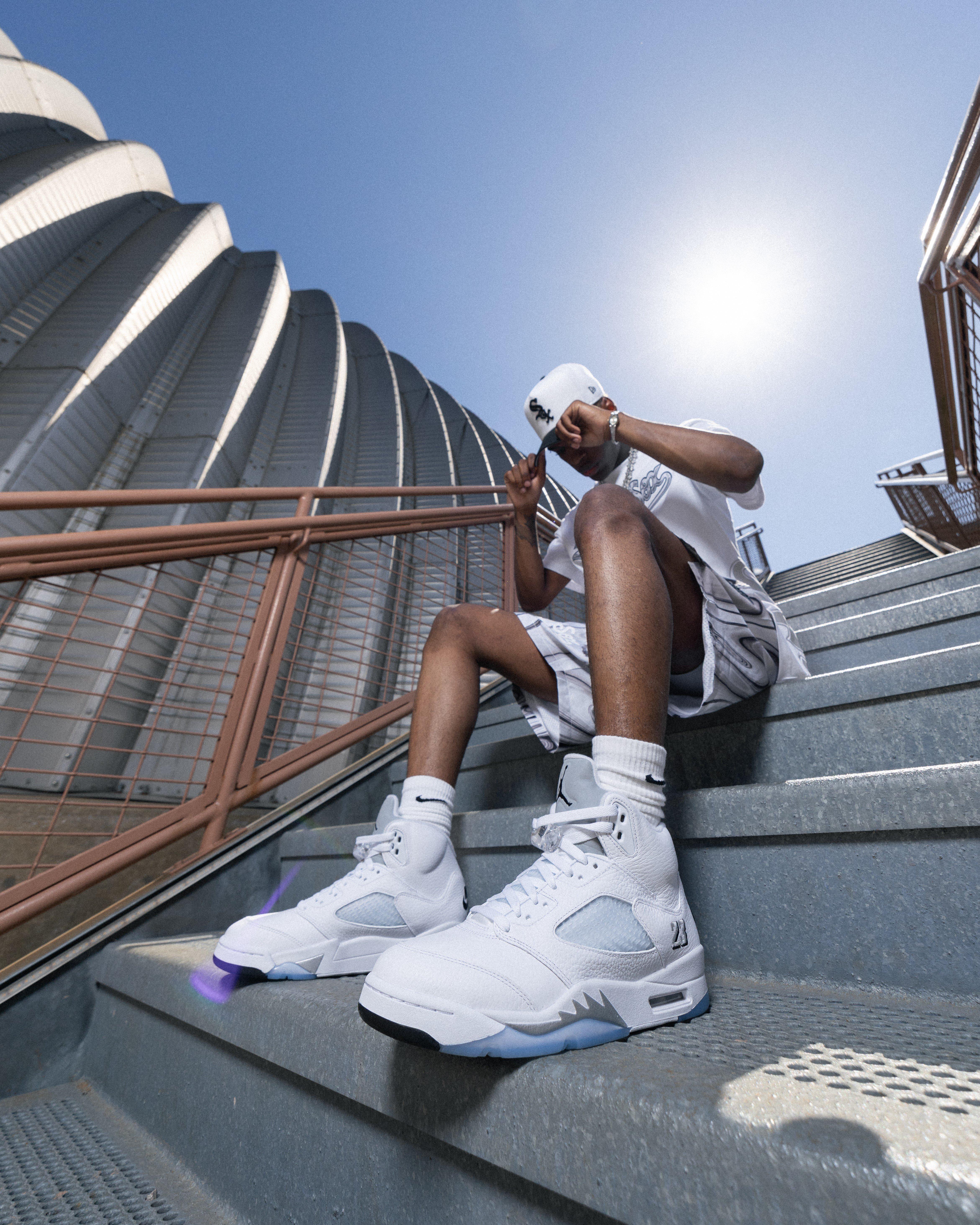 Jordan 5 Retro &ldquo;White Metallic&rdquo; left view of shoe
