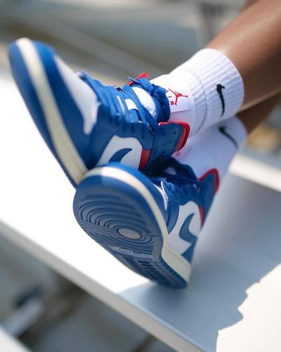 Jordan 1 Mid "White/French Blue/Gym Red/Sail" Women's Shoe