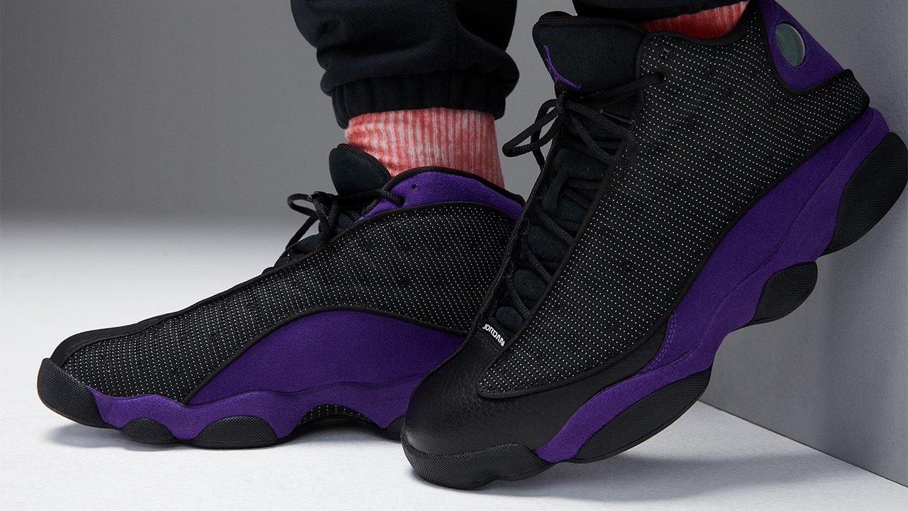 black and purple jordans 10