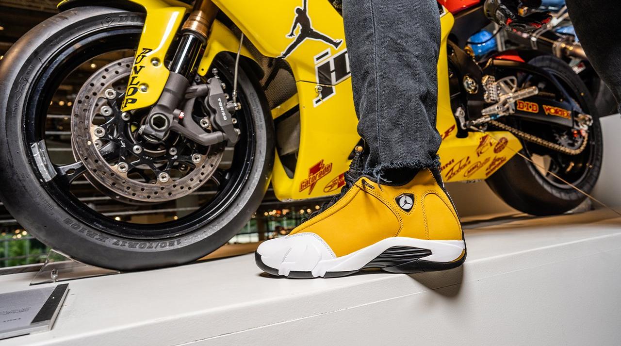 Jordan 14 yellow hot sale grade school