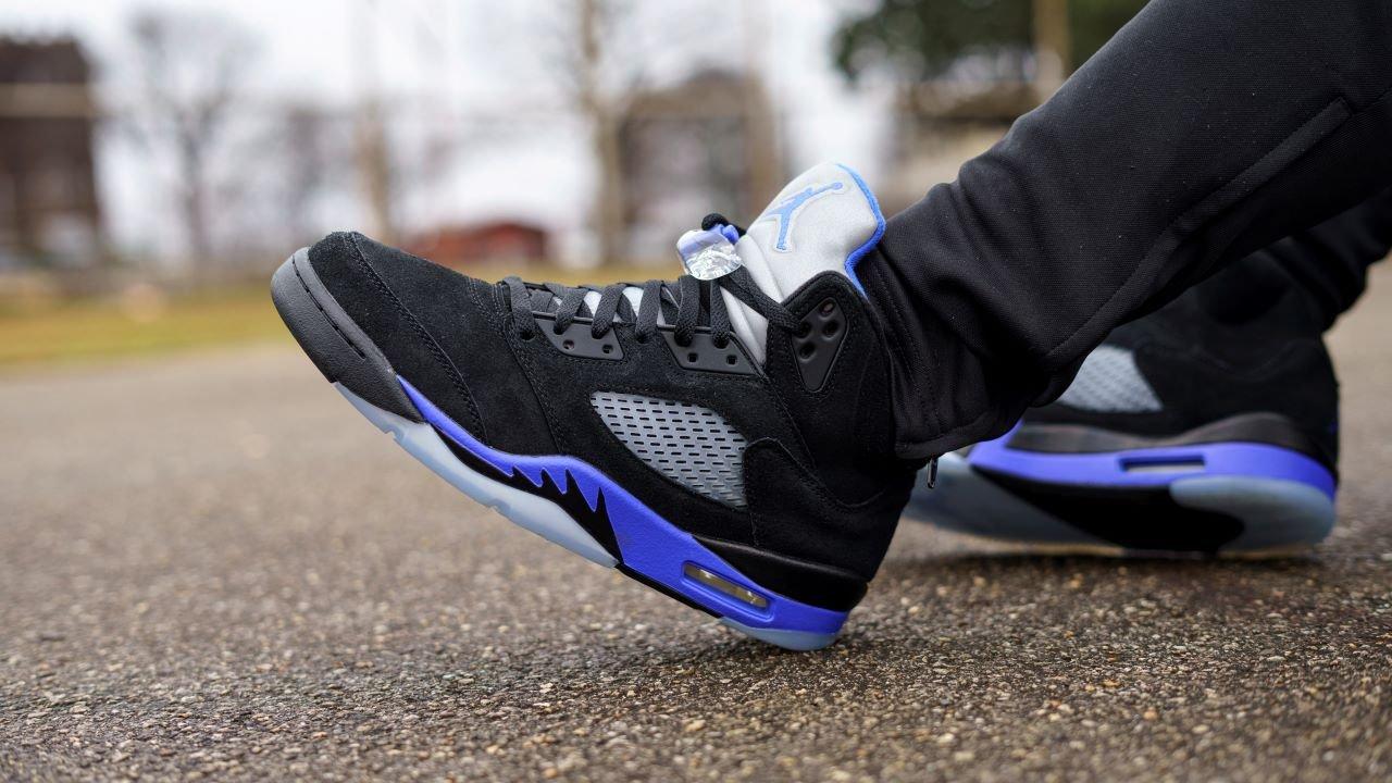 Sneakers Release Jordan 5 Retro Black Racer Blue Reflect Silver Men s Kids Shoe Launching 2 12