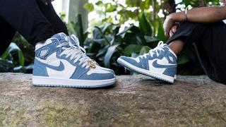 Jordan 1 blue store white and gold