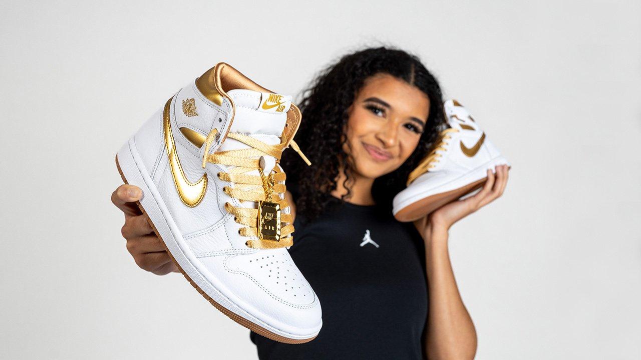 Jordan 1 white metallic gold hotsell