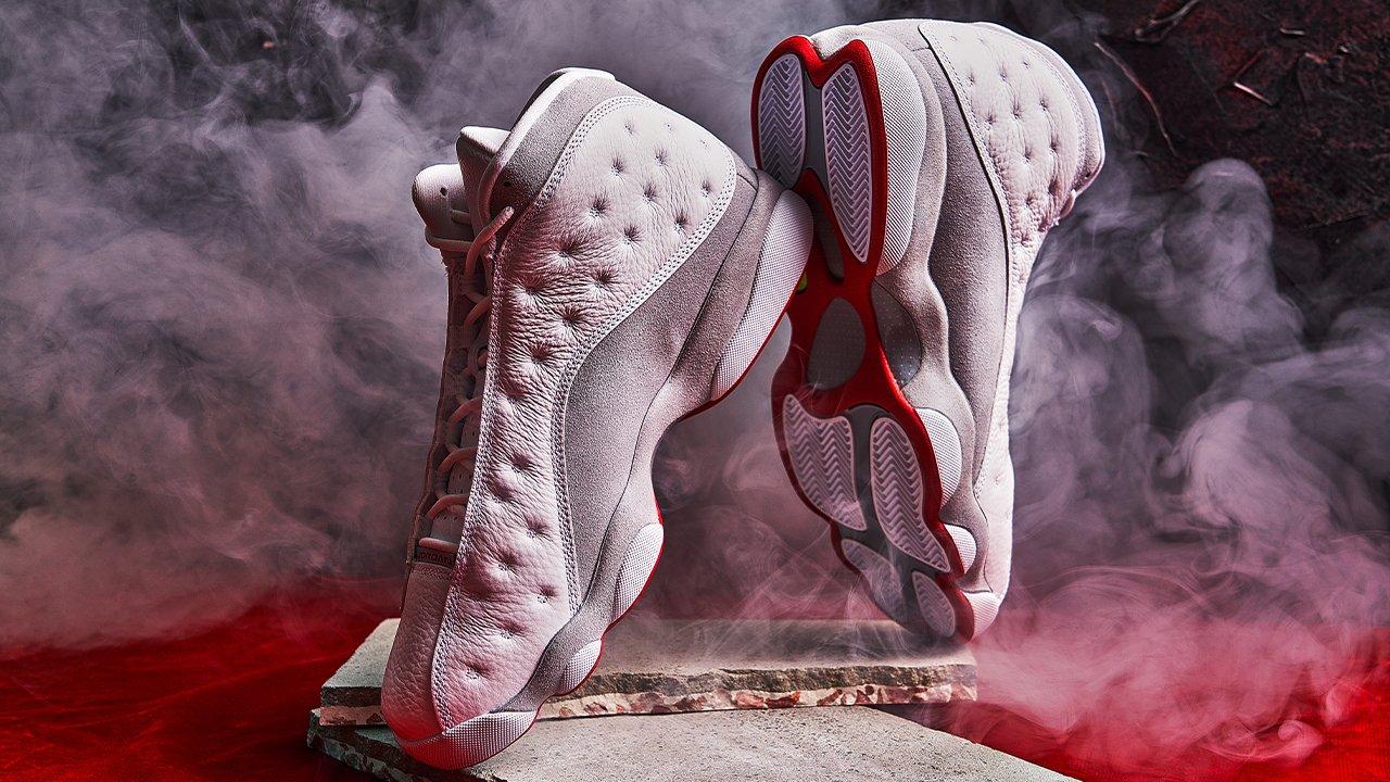 Red white gray jordans hot sale 13