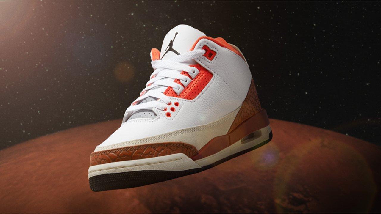 Sneakers Release Jordan 3 Retro Dunk on Mars White Black Mars Stone Team Orange Kids Shoe Launching 1 27