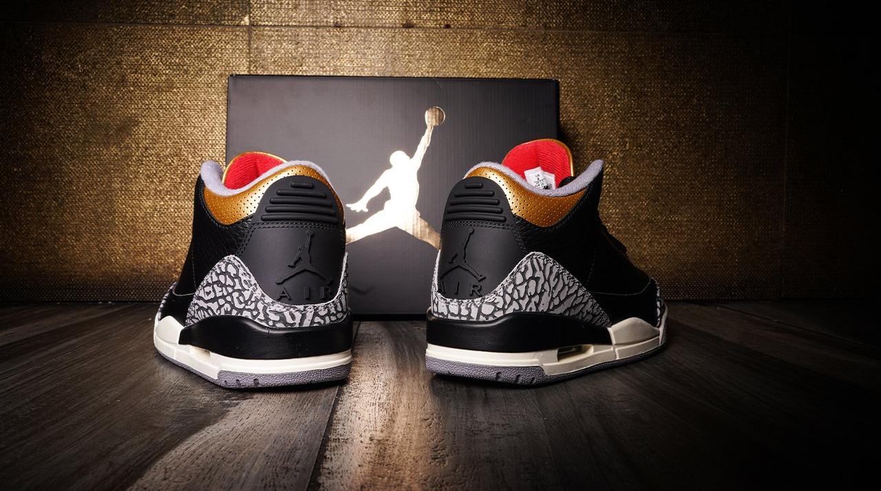 Jordan 3 black cement metallic clearance gold