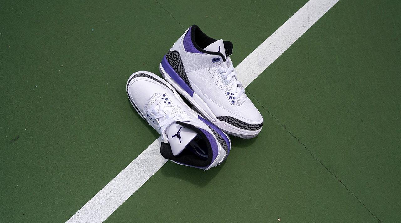 Jordan 3 shop white purple