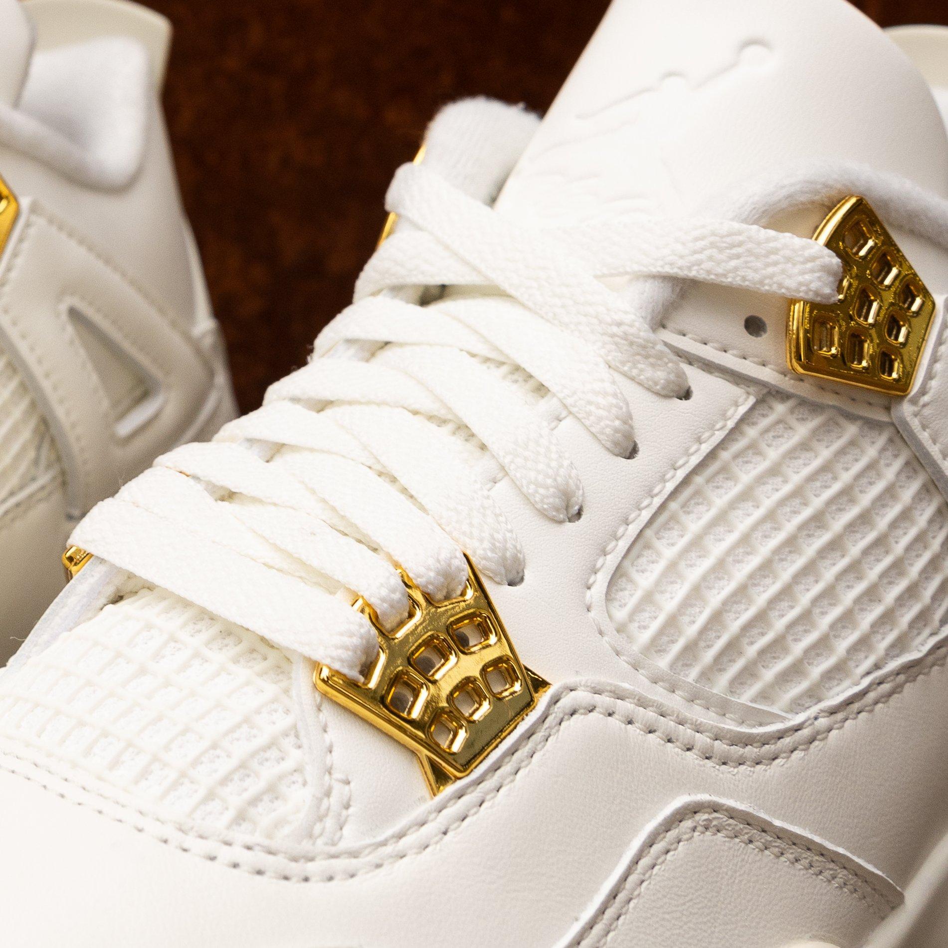 Jordan 4 Retro "White and Gold" Women's Shoe Upper, Laces, and Tongue