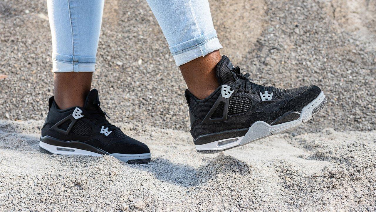 gray and black jordan 4