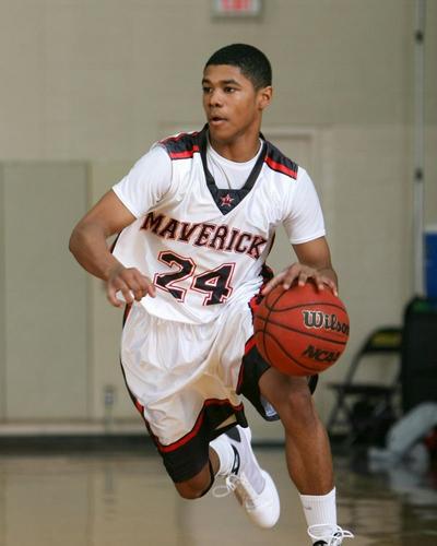 Boy dribbling a basketball