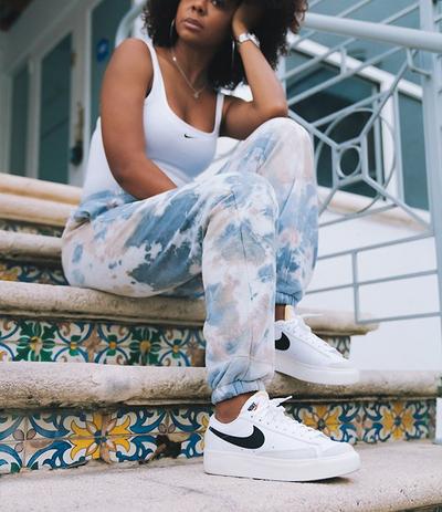 Bianca wearing Nike blazer lows