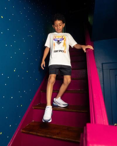 Boy modeling woven shorts