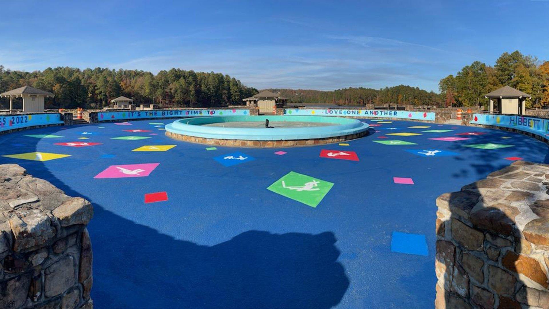 Briarwood Christian School students chosen to paint 2022 World Games Mural featured at Oak Mountain Fountain
