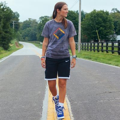 Chelsea walking on yellow lines in road