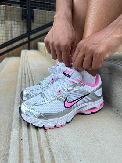 Nike Pink, Silver, and White Sneakers