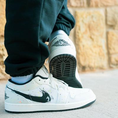 Close up shot of Inder's Air Jordan 1 Lows