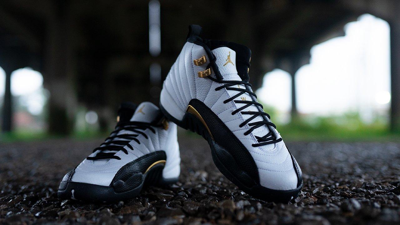 gold black and white jordan 12