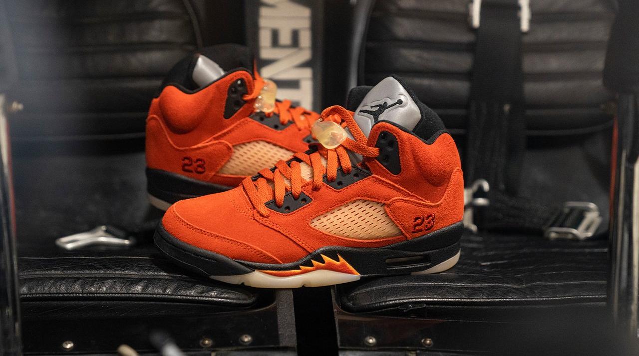 Air Jordan 5 Retro Suede High Top Sneakers in Orange - Nike