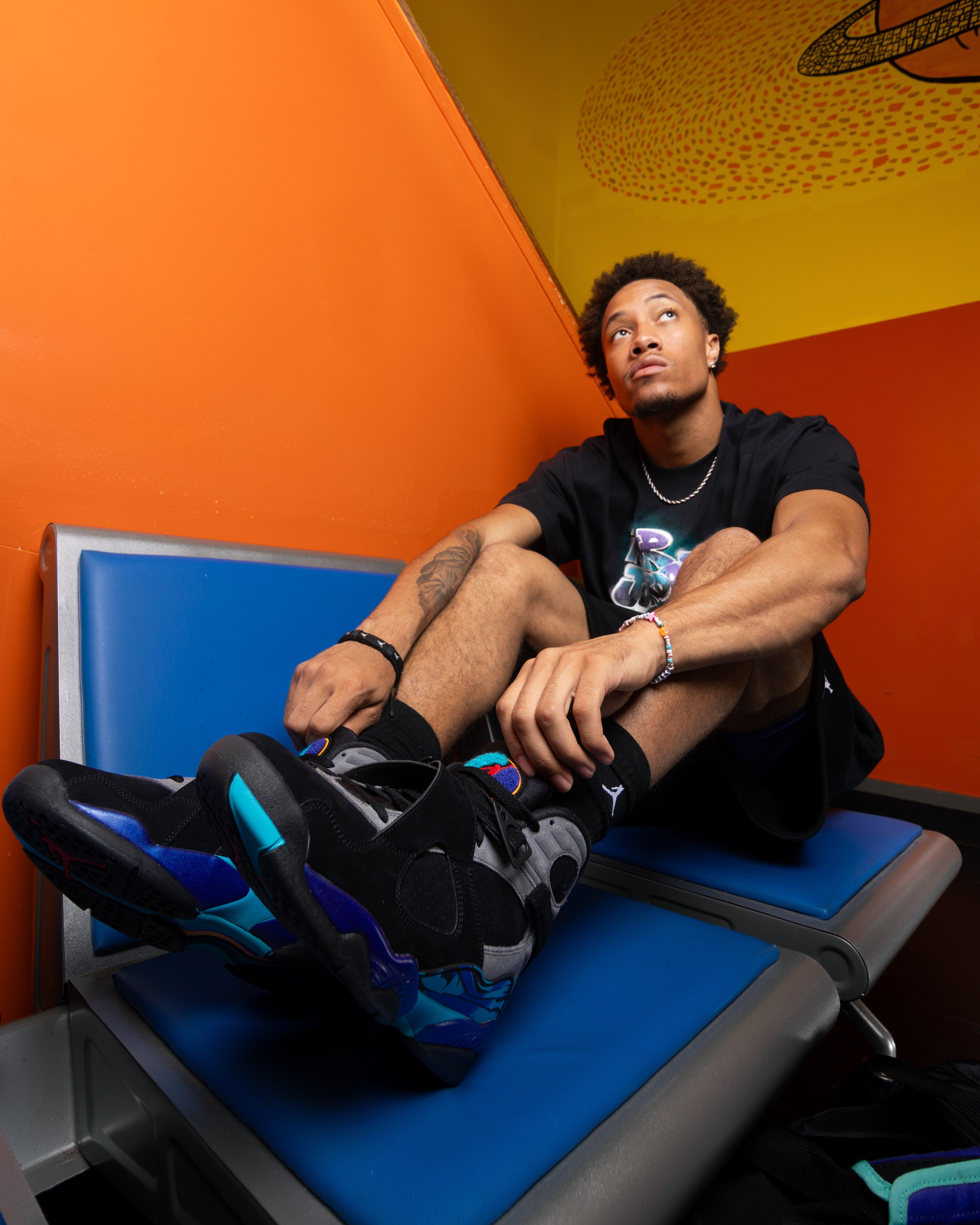 Jordan 8 Retro "Aqua" Lifestyle Photo