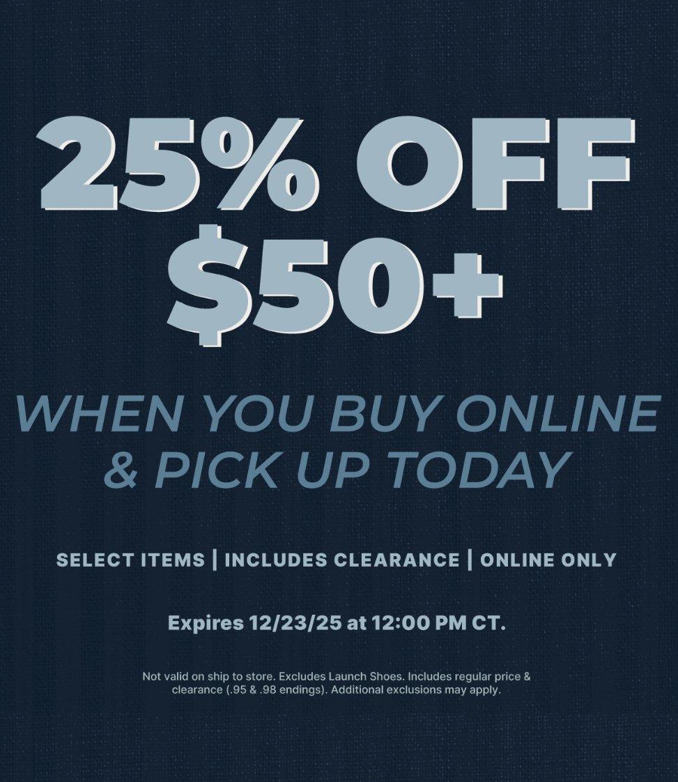 <u>Get 25% Off $50+<u/>