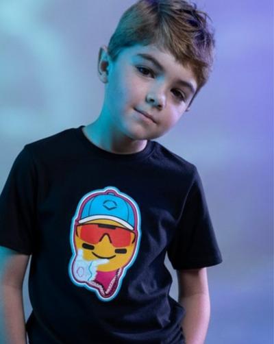 Kid modeling EvoShield Big Boys' Smiley Evoji Tee