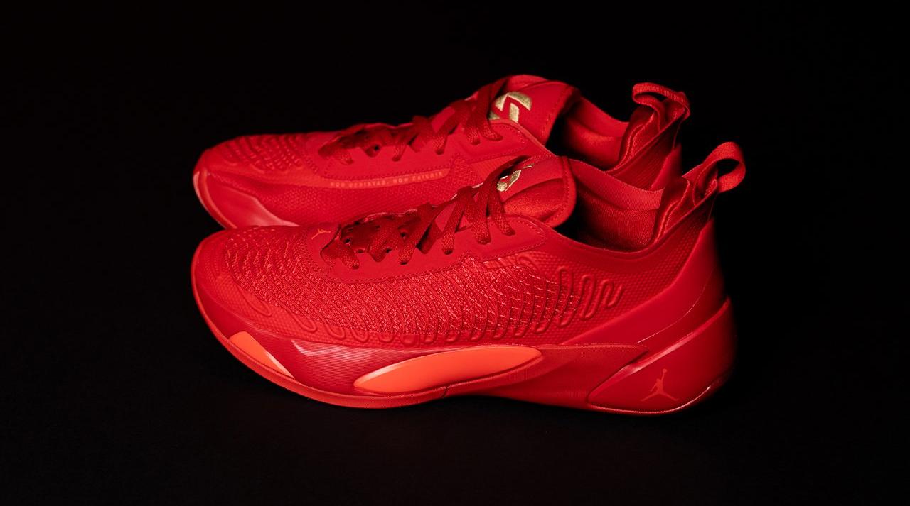 Jordan Luka 1 "University Red/Metallic Gold" Men's & Kids' Shoe Launching 12/19 side by side left facing