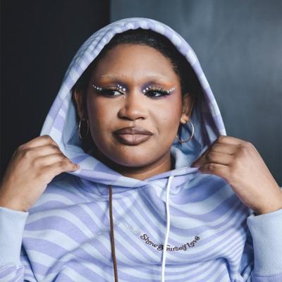 Makayla Monet wearing purple Nike hoodies