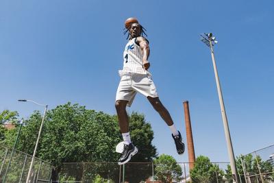 Maleake Kersh Modeling Mitchell & Ness Men's Orlando Magic Penny Hardaway for Hibbett | City Gear