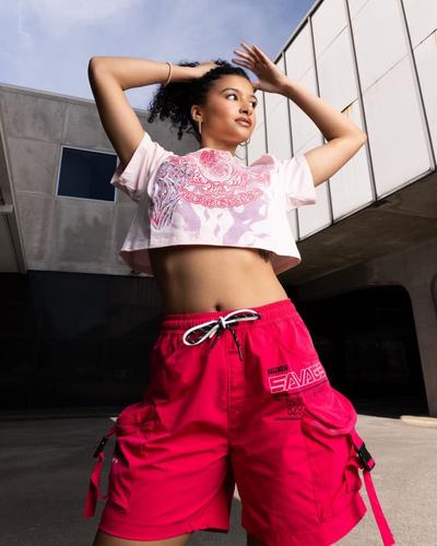 Woman modeling monochromatic Smoke Rise outfit